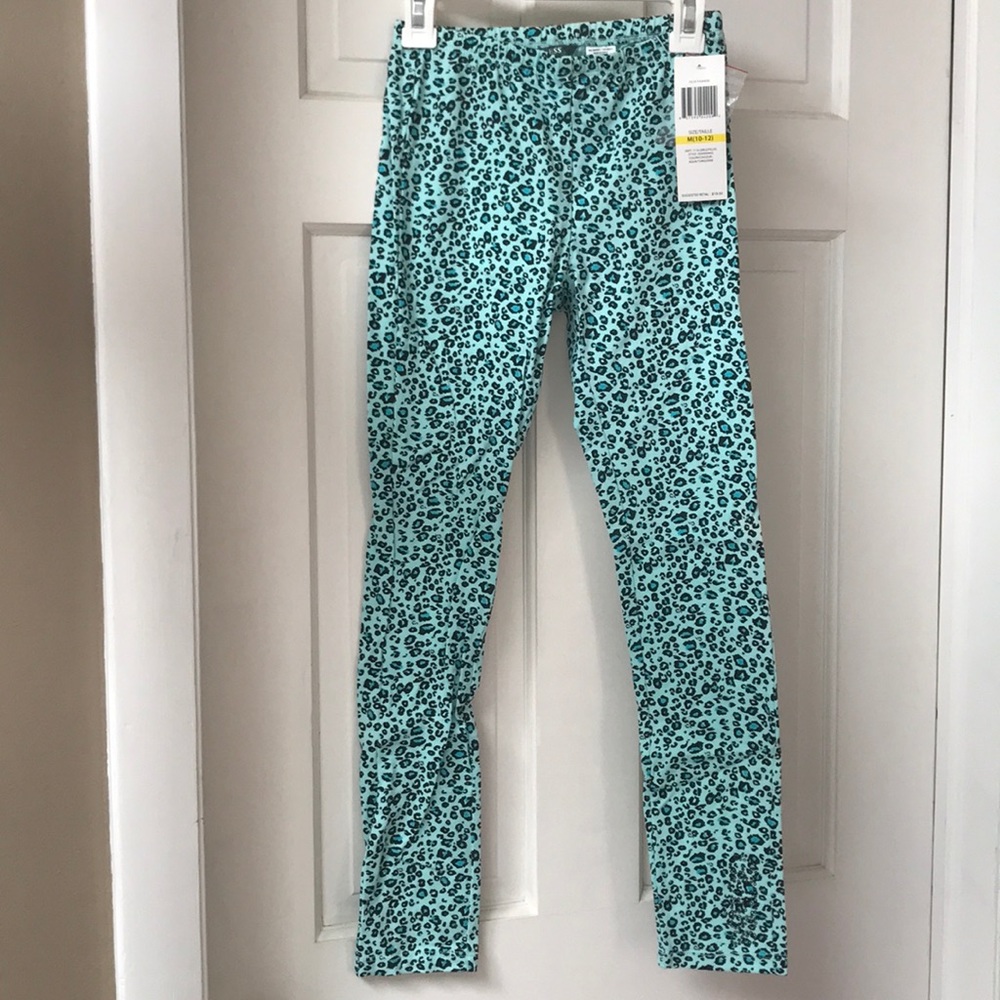 NEW Guess aqua cheetah print leggings, girls 10-12
